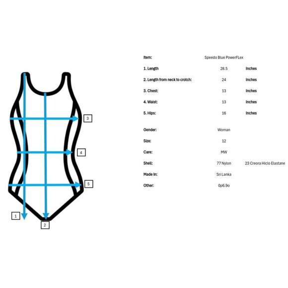 Speedo Powerflex Ultraback One Piece Swimsuit Womens 12 Solid Blue Moderate Cut - Picture 9 of 9